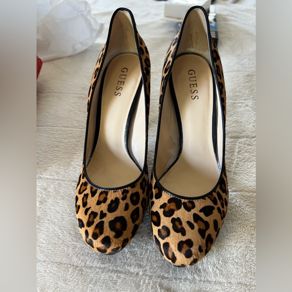 Guess leopard size 10 shoes.  No longer in corporate. Worn once.